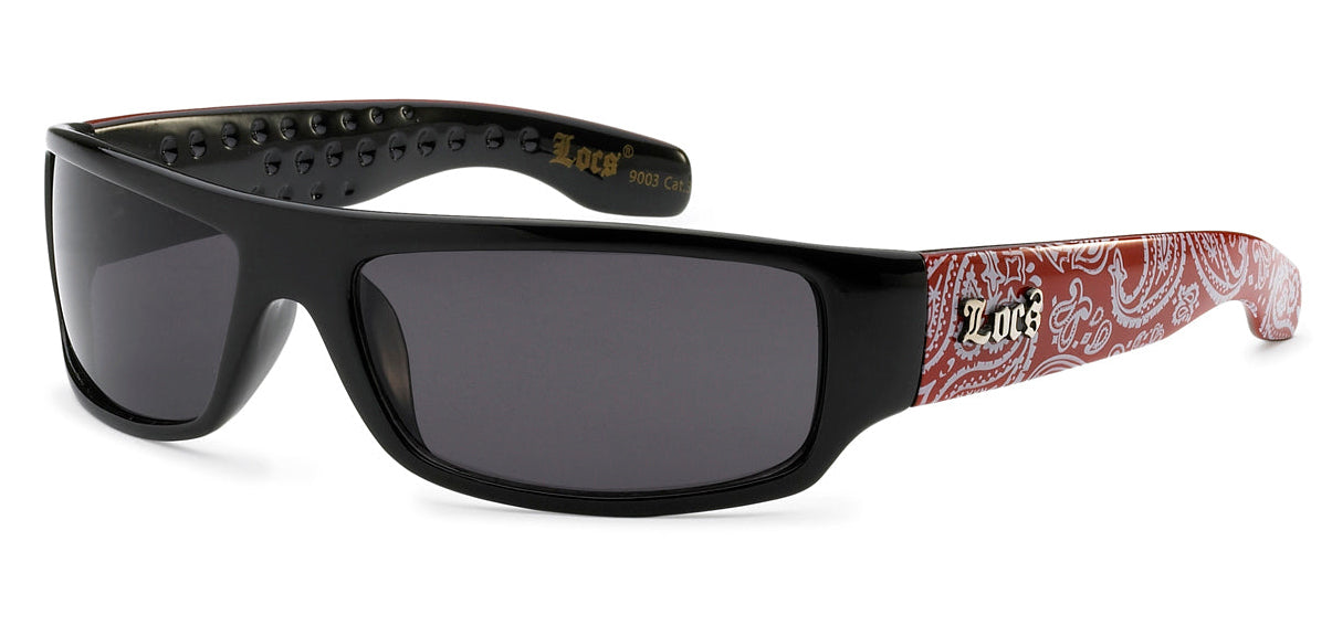 Locs 9003 Red BANDANA Black Sunglasses | Designer Gangster Cholo 